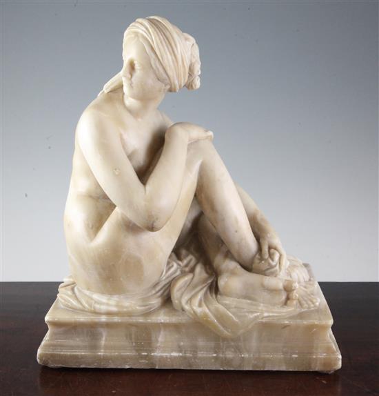 A 19th century Italian alabaster figure of The Bather, 14in.